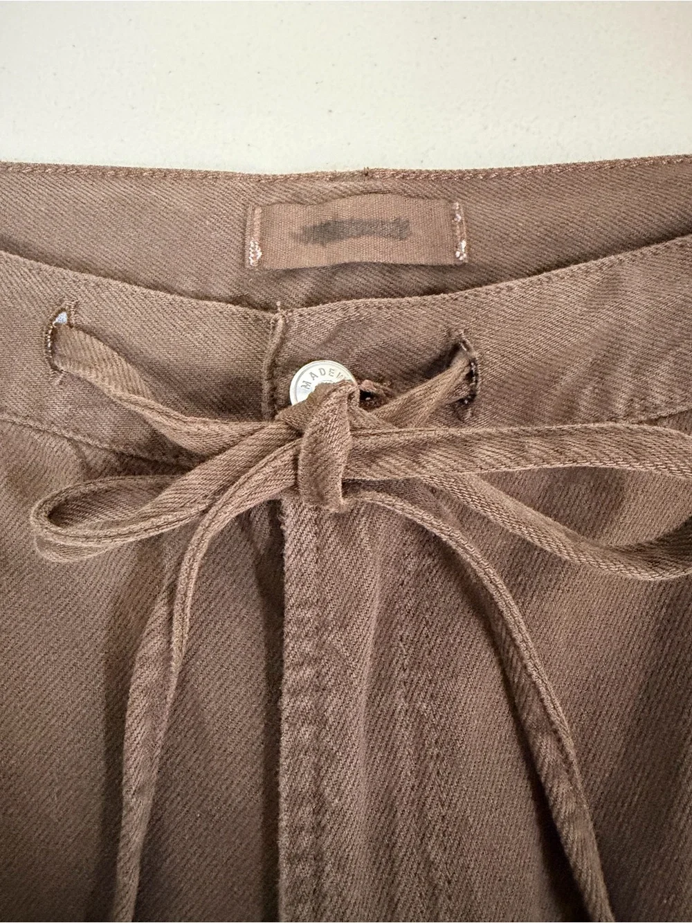 Madewell Ultimate Wide-Leg Pant in Airy Denim NWT Size 32 Dark Brown Tie Waist - Picture 9 of 12